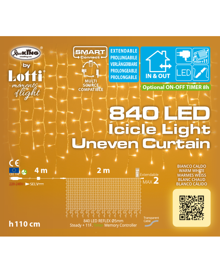 Tenda Luminosa Irregolare Smart Connect Bianco Caldo Lotti