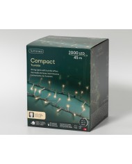 Luci di Natale 2000 LED 45 m Bianco Caldo Cavo Trasparente compact lights 8 function twinkle effect Kaemingk