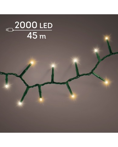 Luci di Natale 2000 LED 45 m Bianco Caldo e Classico compact lights 8 function twinkle effect Kaemingk