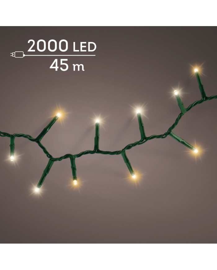 Luci di Natale 2000 LED 45 m Bianco Caldo e Classico compact lights 8 function twinkle effect Kaemingk