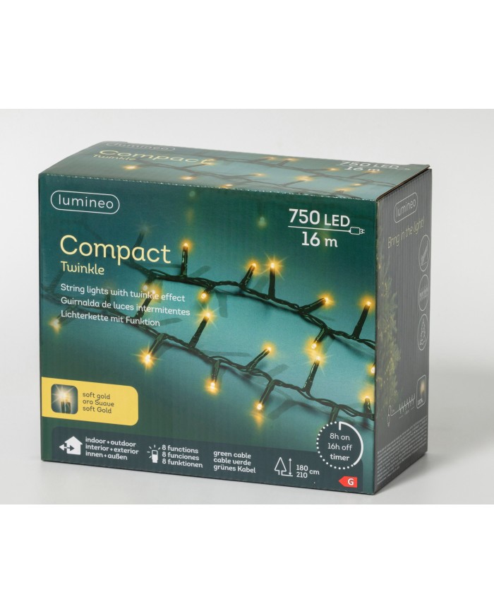 Luci di Natale 750 LED Soft Gold compact lights 8 function twinkle effect Kaemingk
