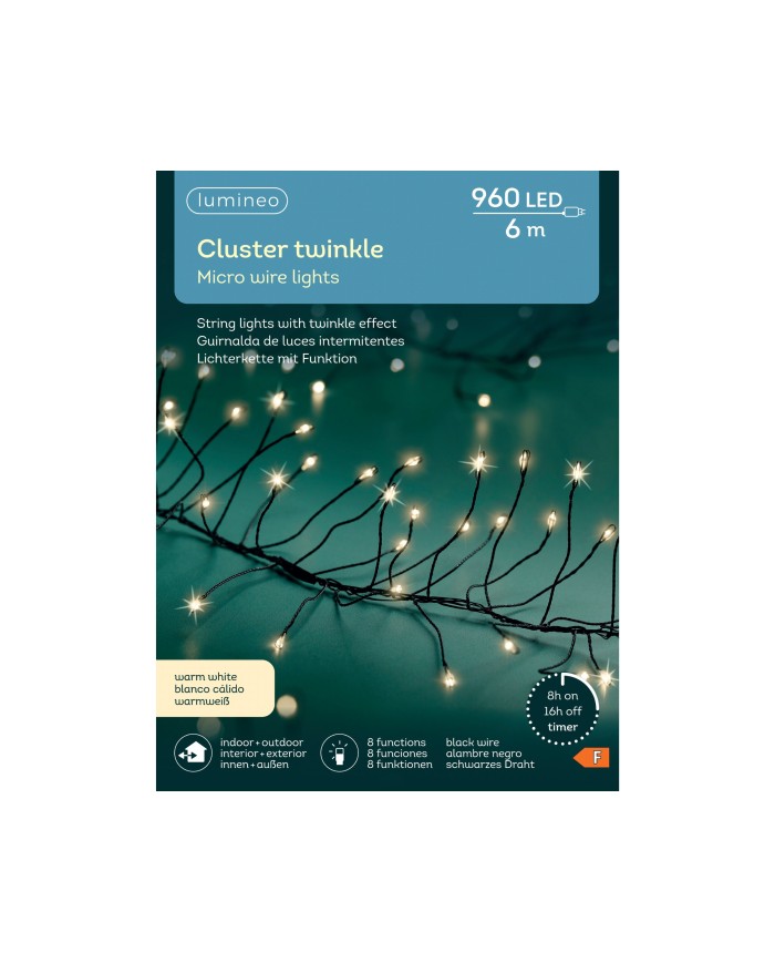Luci di Natale Bianco Caldo 960 Micro LED cluster lights 8 function twinkle effect Kaemingk
