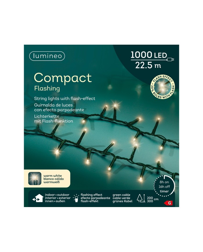 Luci di Natale 1000 LED Bianco Caldo compact lights flashing effect Kaemingk