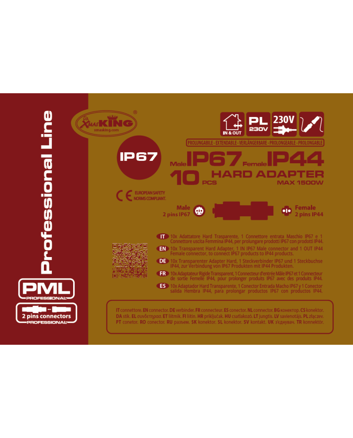 Adattatore PML Professional IP67–IP44 trasparente 7 cm Lotti