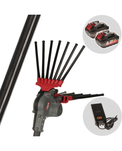 Abbacchiatore a Batteria Oliwatt 3 Plug-In Asta Telescopica con 2 Batterie 5Ah e Caricabatteria Lisam