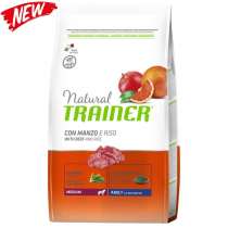 Trainer natural adult medium manzo, riso e ginseng 12 Kg (ex formato 12,5 Kg)